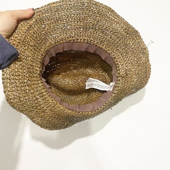 ROXY Brown Straw Sun Beach Festival Hat with Braided Colorful Band S / M Cowgirl - Picture 4 of 7